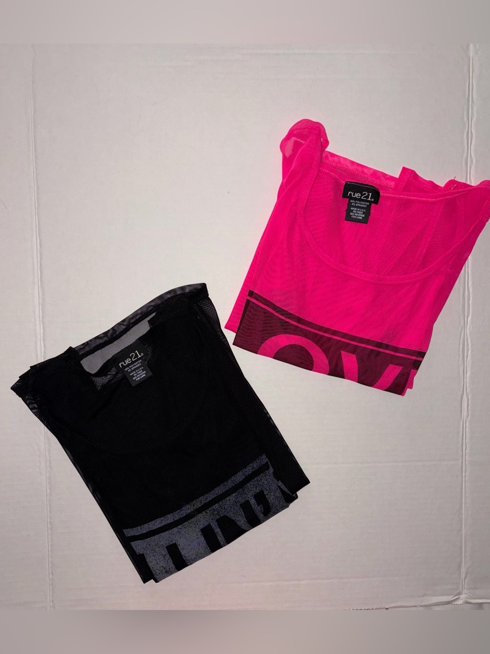 Rue21 Black & Hot Pink Mesh‎ Swim Coverups (2-Pack)